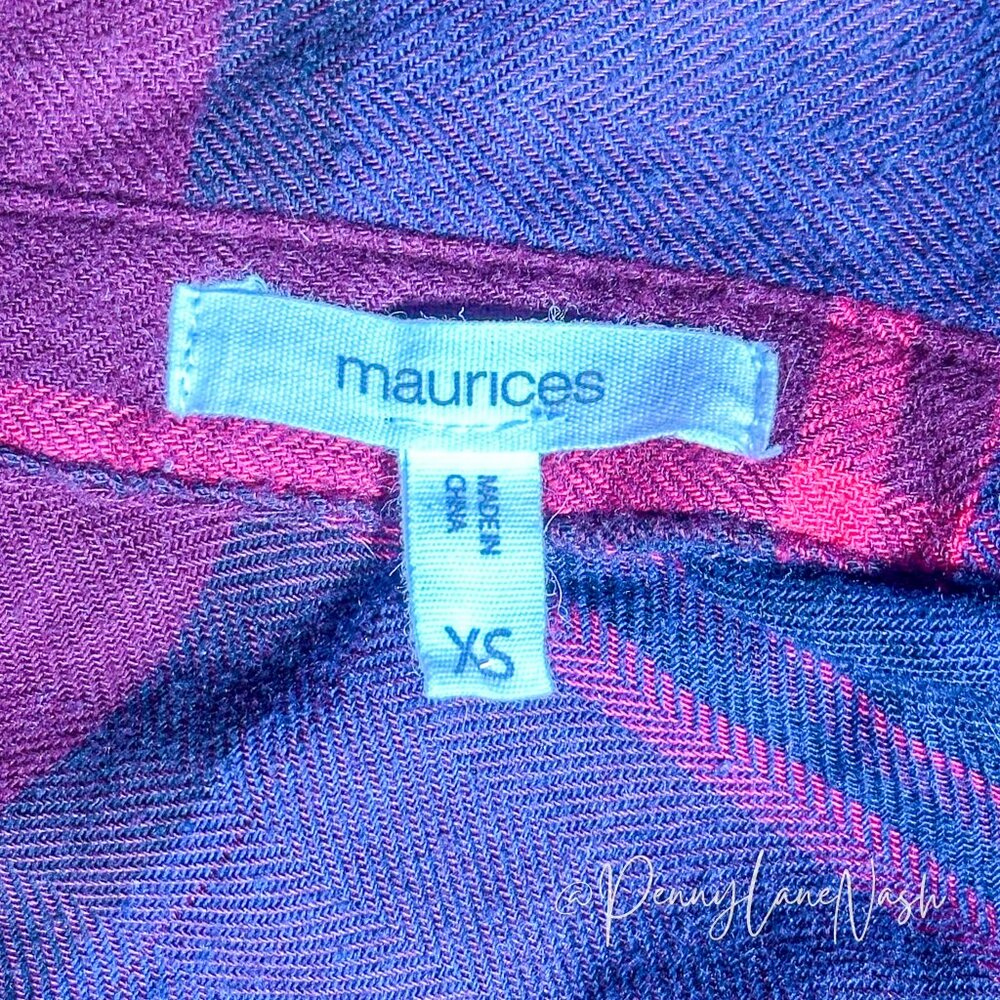 Maurices Zipper Pocket Plaid Button Down Shirt Top - Picture 10 of 11